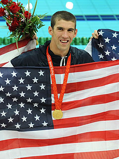 Phelps Wins Eighth Gold, Breaks Spitz's Record