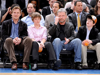 Liam Neeson, Sons Sit Courtside at Knicks Game