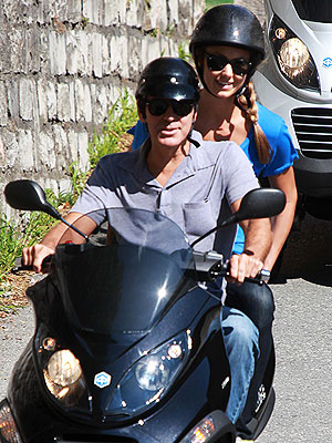 Stacy Keibler, George Clooney Scooter Through Switzerland