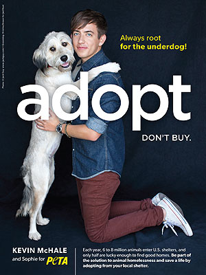 Kevin McHale Poses with New Dog Sophie for PETA