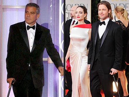 Golden Globes: George Clooney Pokes Fun at Brad Pitt - Pictures