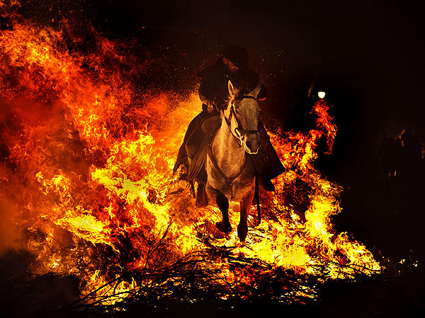 Luminarias Festival: Men Riding Horses Through Fire in Spain for Saint Anthony