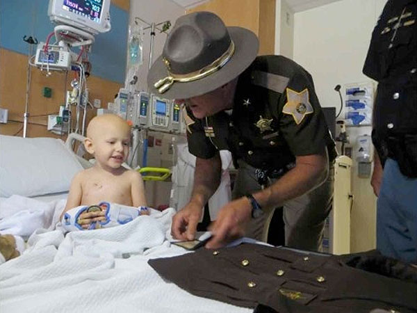 Wyatt Schmaltz Indiana Toddler Battling Cancer Is Sworn in as Sheriff's Deputy