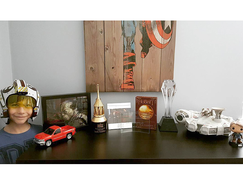 Jacob Tremblay Keeps Critics' Choice Award Next to Millennium Falcon