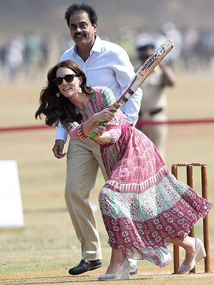 Princess Kate Plays Cricket in Sky-High Wedges