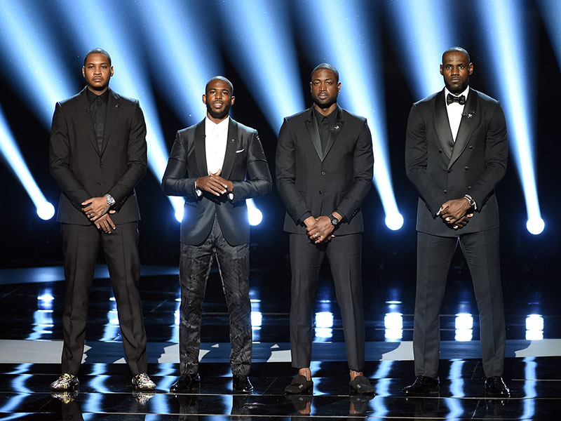 LeBron James, Dwyane Wade, Carmelo Anthony and Chris Paul speak at ESPYs