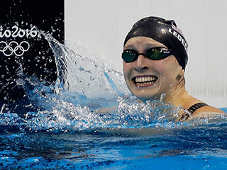 Katie Ledecky Earns Her Third Gold Medal In Freestyle Relay