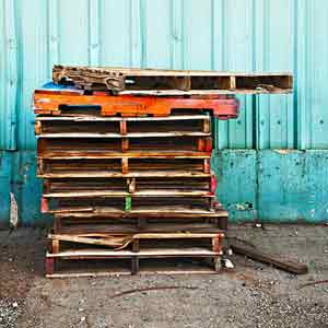 stack of wood shipping pallets