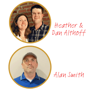 portraits of Heather and Dan Althoff, and Alan Smith