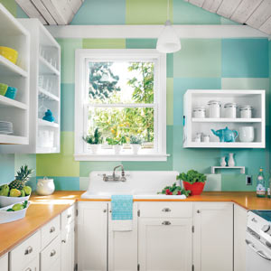 paint idea for checkered walls in kitchen