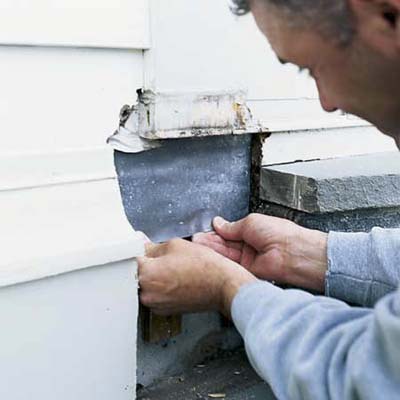 strips of sheet-lead flashing