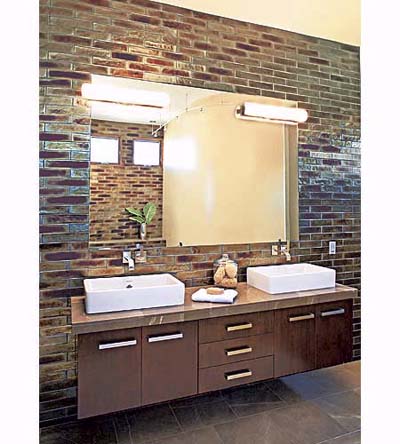 bronze-glazed black tile made from recycled bottles by Oceanside Glasstile