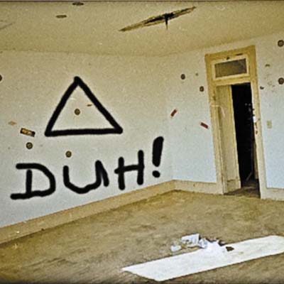 before- graffiti  on the walls of library