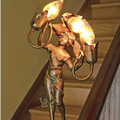 metal light fixture on the stairs