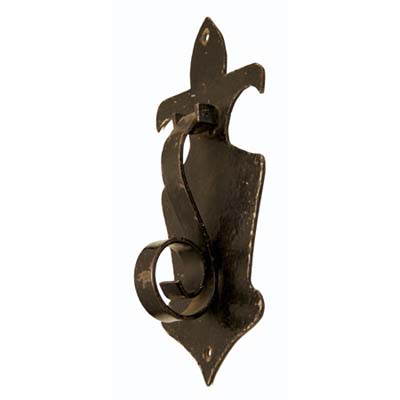  hand-forged fleur-de-lis knocker is both regal and rustic
