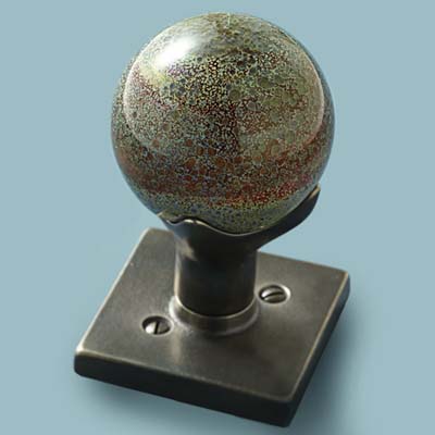 glass doorknob in speckled globe style