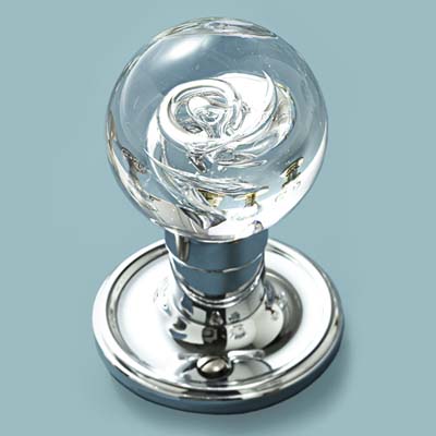 glass doorknob handblown with swirls