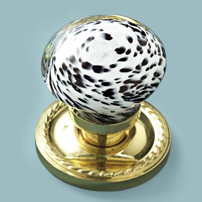 glass doorknob in handblown speckled style