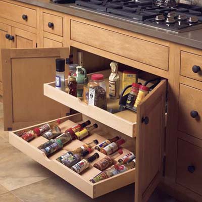 under cabinet drawers with diagonal racks