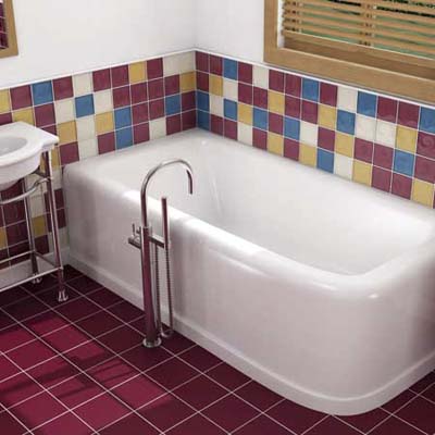 retro-style clawfoot tub in a vintage-looking bathroom