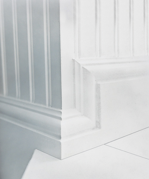 wainscoting and baseboards add to the style of an 1860s farmhouse