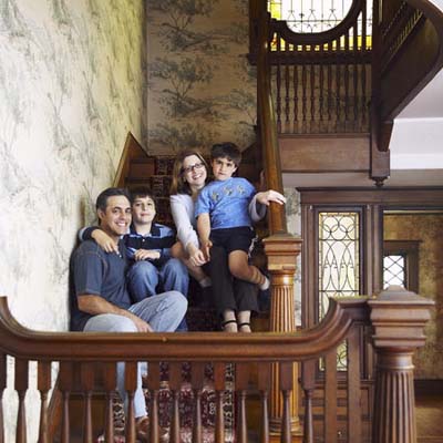 family portrait on stairs