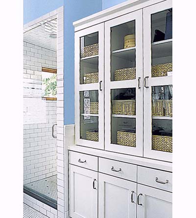 Built-in cupboard in shared bathroom