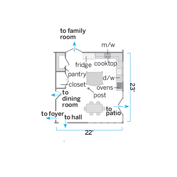 floor plan illustration of kitchen before remodel
