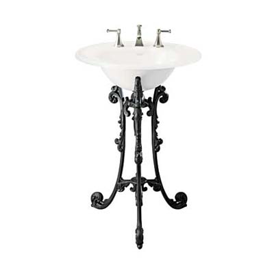 Pedestal, sink,faucet and handles in brushed nickel