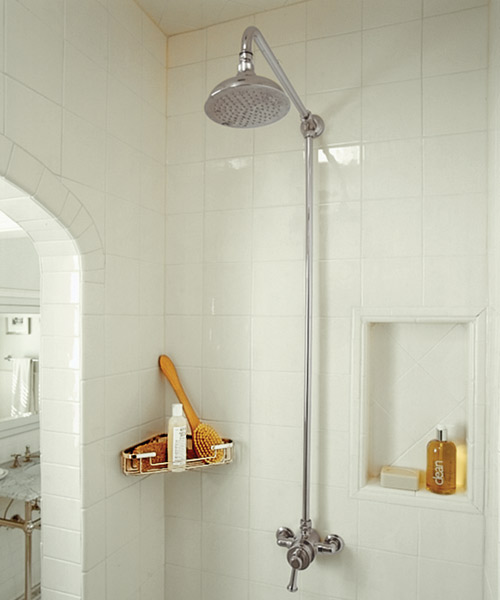 rainhead with retro-style exposed risers 