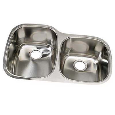 two stainless steel sink bays let you wash and rinse