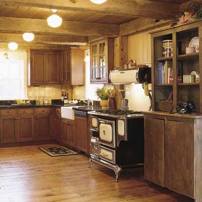 kitchen in adapted barn that sits near an airfield