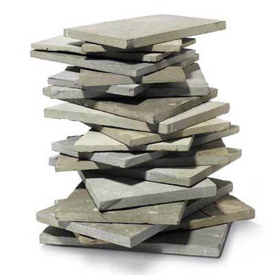 square path pavers stacked in a pile