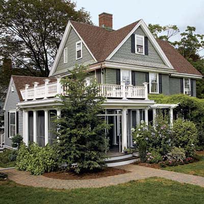 exterior shot of the finished porch and house