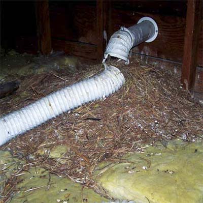 birds nest formed around a broken heat vent