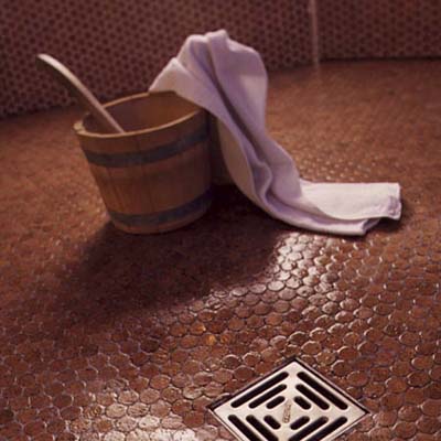 shower tiled with cork tiles sealed with urethane made by Sustainable Flooring