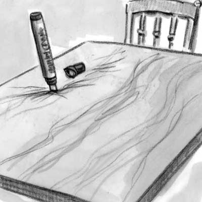 stain marker used to fill in stains or marks on the surface of a wood table