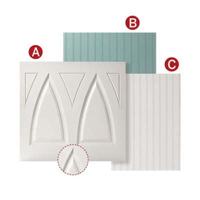 solid-surface sheets that look like wainscoting when installed