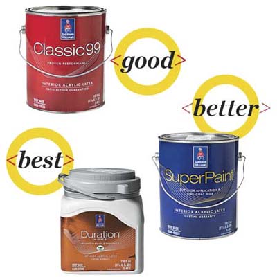 three cans of sherman-williams paint to compare for quality