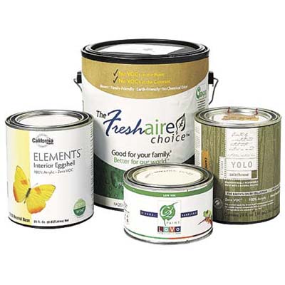 collection of low or zero v o c cans of paint