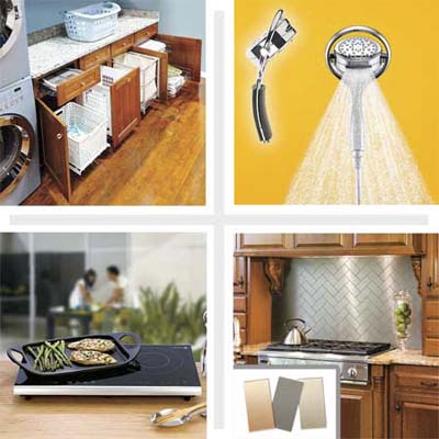 composite of four new kitchen and bath accessories