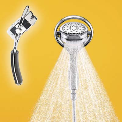 kohler versitile shower head shown in two angles