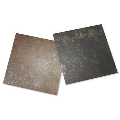 two light-reflecting dal-tile metal floor tiles