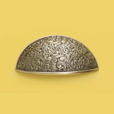 scrollwork cupped bin pull