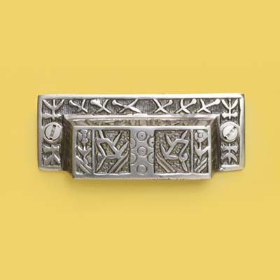 Japanese patterned antiqued nickel bin pull