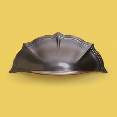 a fluted rubbed bronze bin pull