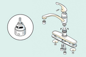exploded view of a kitchen faucet