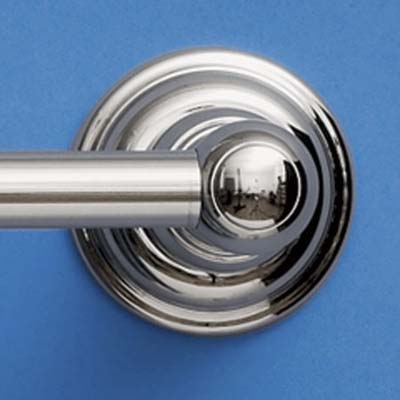 close up of symmons towel bar showing off finish and feel