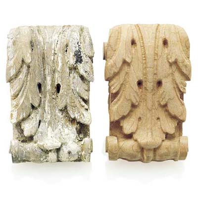 example of replicated wood trim in comparison with the original