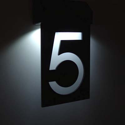 example of a number five solar powered l e d house number from matterinc